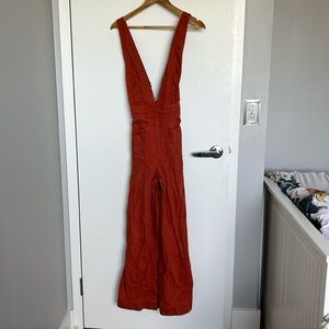 Orange jumpsuit wide leg